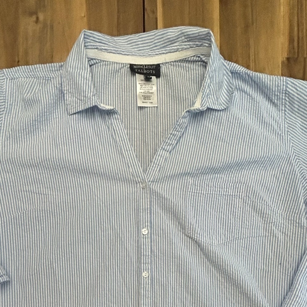 Talbots Miraclesuit Crinkle Gauze Seersucker Over… - image 5